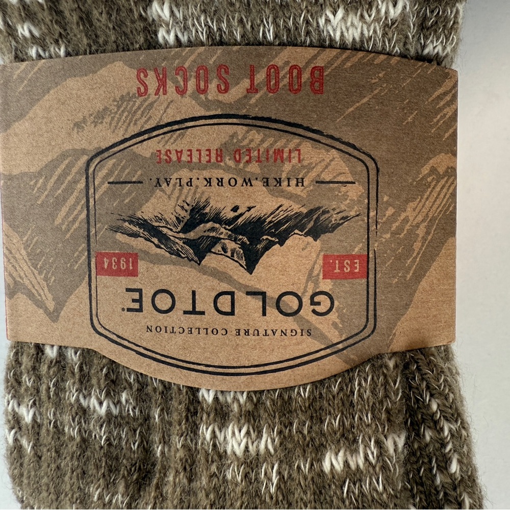 Gold Toe Heavyweight Boot Socks in Brown and Blue and OR vigor black beanie.